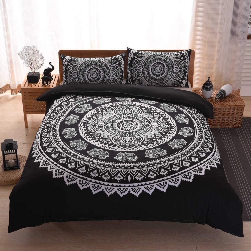 Price:$28.99 Bohemian Mandala Duvet Cover Set Queen Size (90x90 Inch) Bedding Duvet Cover Zipper Closure and 2 Pillowcases, Bedding Set for Boys, Girls, Kids and Teens (Black, Twin) : Home & Kitchen