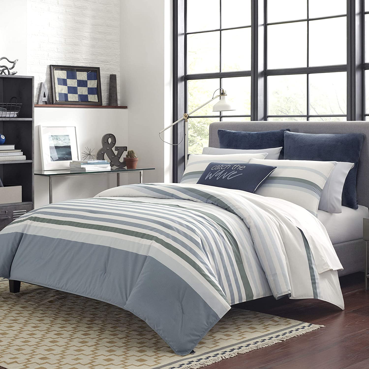Price:$111.15 | Lansier Collection | Duvet Set-100% Cotton, Cozy & Soft, Durable & Breathable Striped Bedding with Matching Sham(s), Queen, Grey : Home & Kitchen