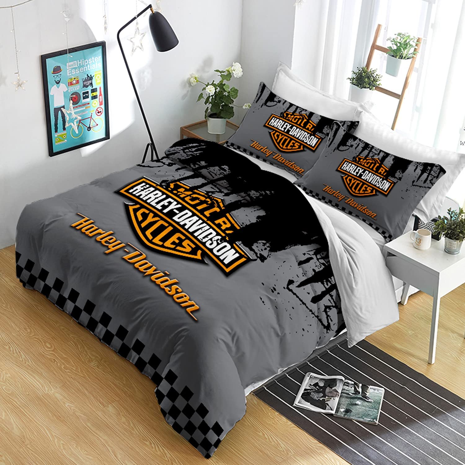 Price:$26.98 Cover Full Size, 100% Soft Washed Microfiber 3 Piece Printed Cover Set Modern with Zipper Closure and Corner Ties(1Cover 80x90 inches+2 Pillow Shams) : Home & Kitchen