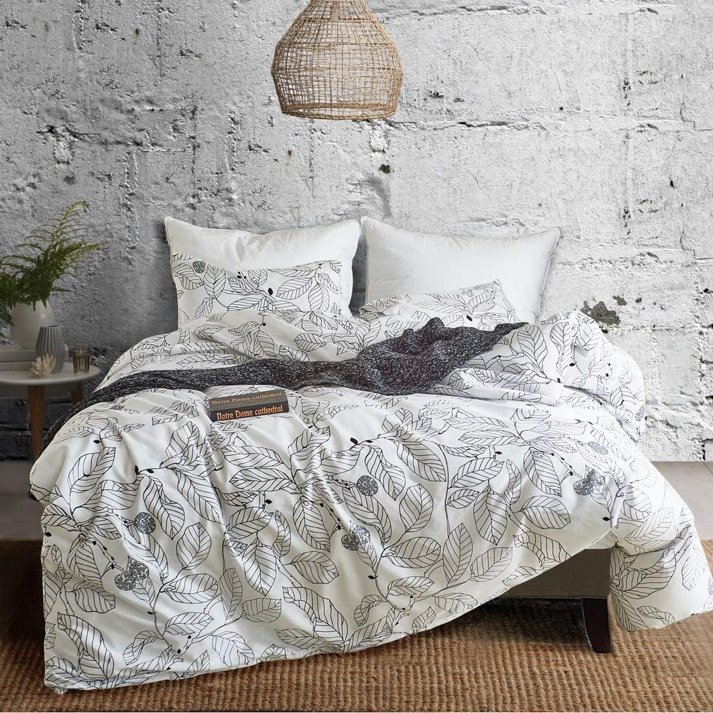 Price:$15.99 Leaf Duvet Cover Set Twin Size Botanical Leaves Bedding Set Leaves Branches Print Comforter Cover Reversible Black White Duvet Cover with Pillowcases Decor Floral Bedding Collection,Zipper : Home & Kitchen
