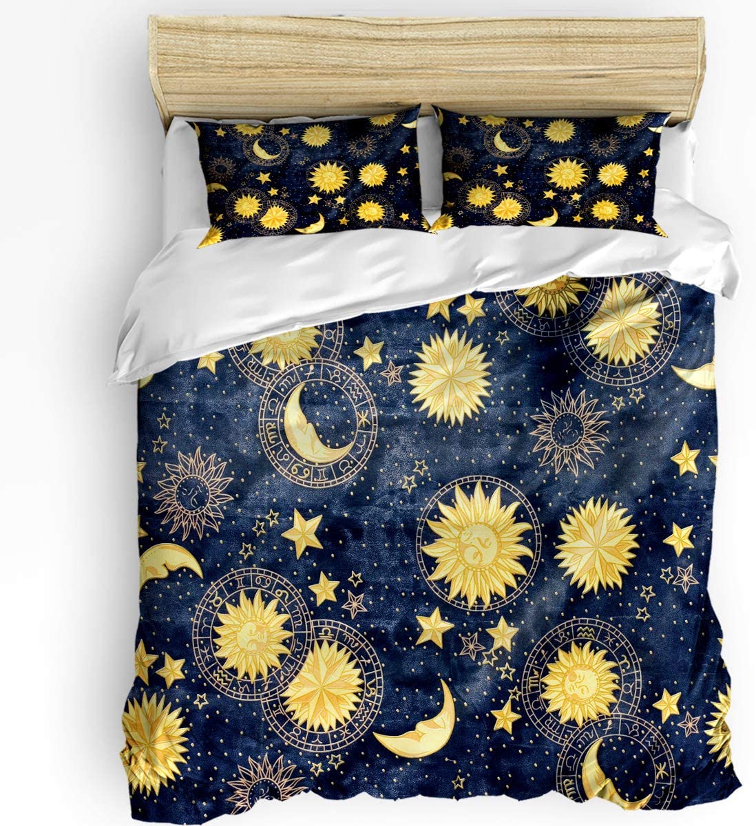 Price:$46.00 Boho Yellow Sun Moon Flowers Stars 3-Piece Bedding Sets Luxury Soft Duvet Cover Twin,Microfiber Bet Comforter Protector with Pillow Shams for Women Men Teens,Bohemian Hippie Art : Home & Kitchen
