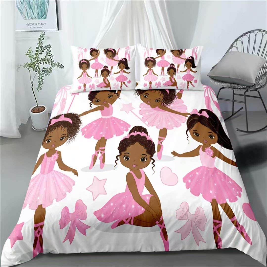 Price:$40.86 African American Ballerina Bedding Set Full for Gilrs Kids ,2 Piece Cute Ballet Princess Dancer Duvet Cover,Black Girls Comforter Cover Set Including（1Duvet Cover+1 Pillowcase ） : Home & Kitchen