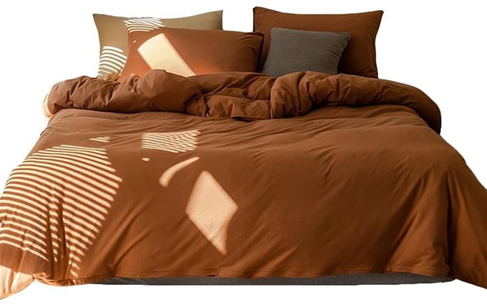 Price:$34.99 Queen Duvet Cover Set Burnt Orange Bedding Duvet Cover Set Soft Microfiber Solid Brown Caramel Bedding Set with Zipper Closure and Corner Ties : Everything Else