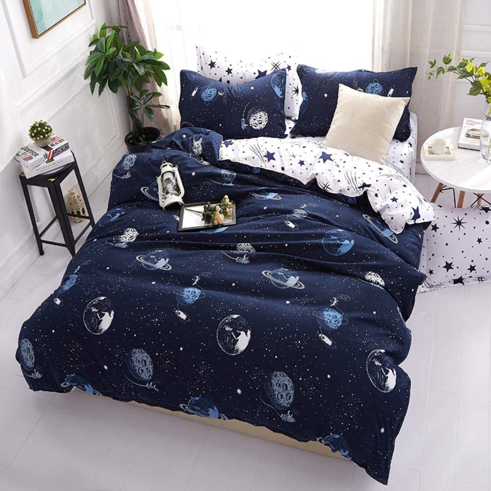 Price:$33.99 Space Duvet Cover Set Twin Size Comforter Cover Luxury Soft Quilt Cover Space Bedding Set for Boys, 3Pcs (Navy, 1 Quilt Coverlet & 2 Pillowcases) : Home & Kitchen