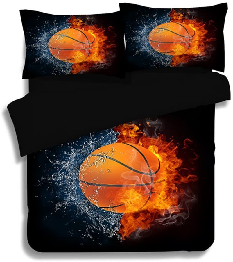 Price:$56.96 3D Basketball Printing Bedding Sets Soft and Comfortable Bed Linens Bedding 100% Polyester Duvet Cover Sets 3pcs (Queen) : Home & Kitchen