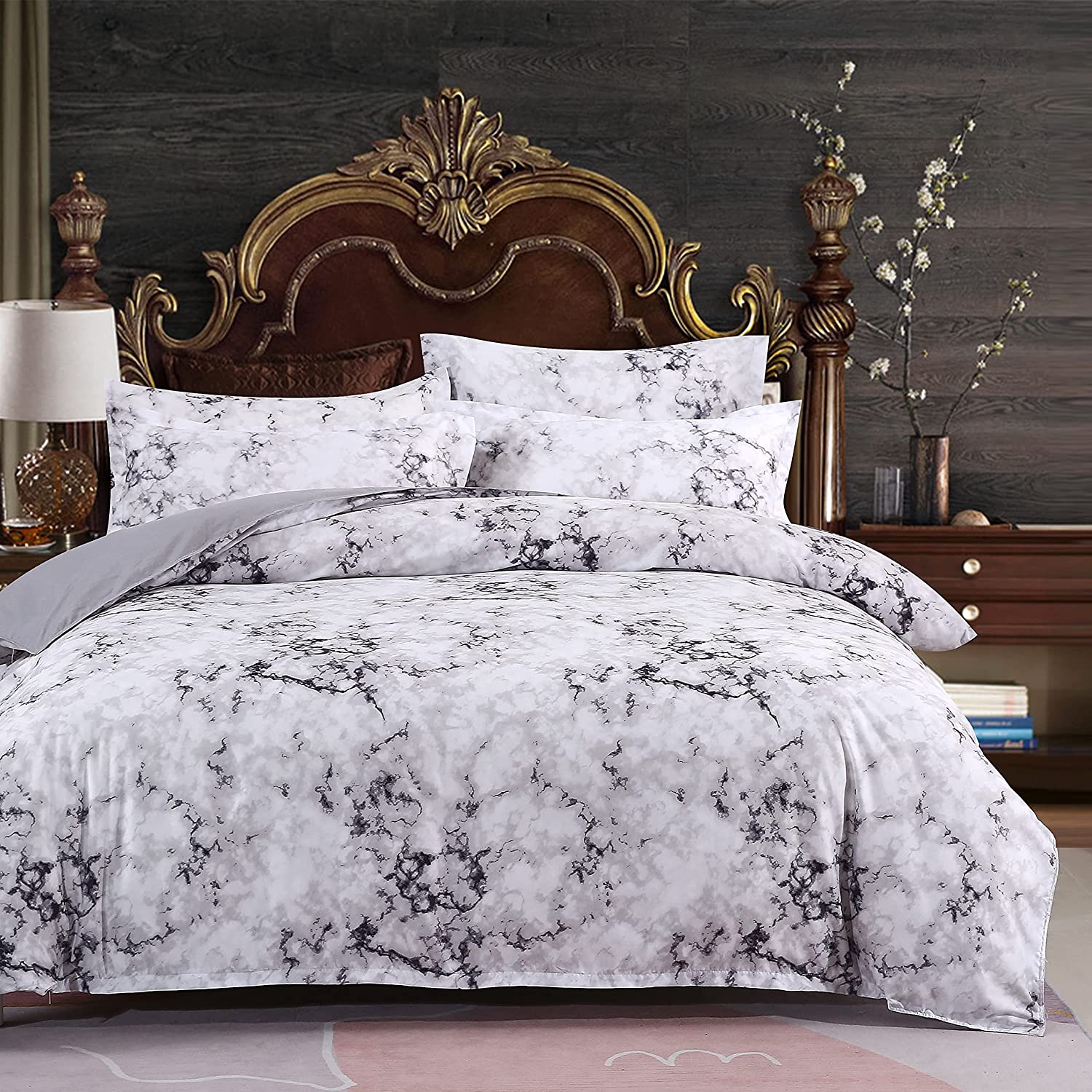Price:$19.99 Marble Duvet Cover Sets Modern Quilt Cover Sets Microfiber Comforter Cover Bedding with Zipper (Queen, Marble) : Home & Kitchen
