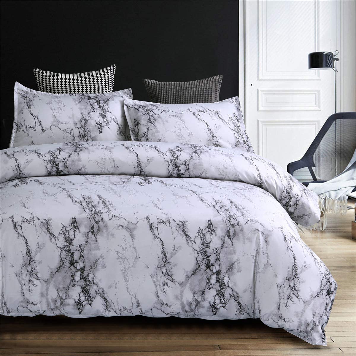 Price:$29.99 Duvet Cover Sets Queen Grey White,Soft Lightweight Microfiber Bedding Quilt Cover Sets，Modern 3pcs Printed Bed Set for Men Women Teens Girls Boys : Home & Kitchen