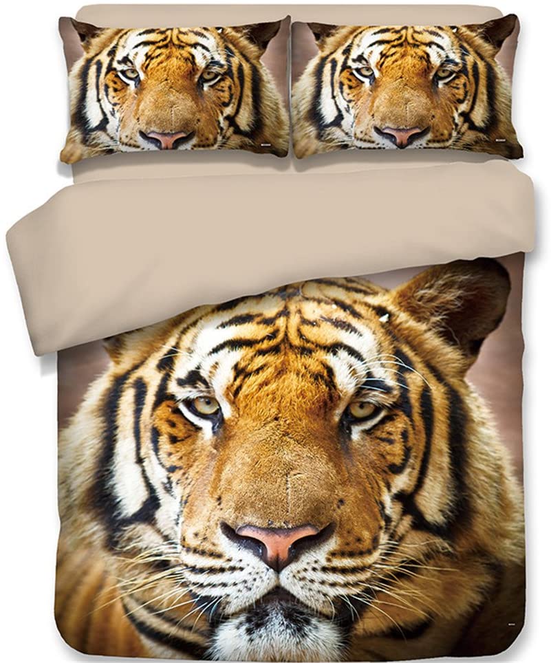 Price:$68.96 3D Tiger Head Printing Bedding Sets Soft and Comfortable Bed Linens Bedding 100% Polyester Duvet Cover Sets 3pcs (Queen) : Home & Kitchen