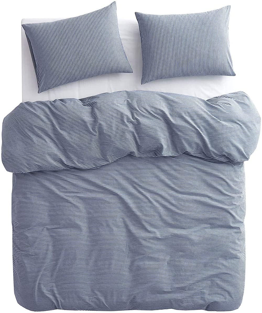 Price:$40.99 Cotton Duvet Cover Set，100% CottonBedding Blue and White Striped Duvet Cover Pillowcase， Zipper Closure ，1Duvet Cover 2 Pillowcases ( Queen Size) : Home & Kitchen