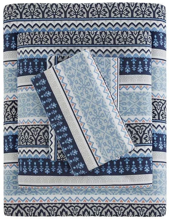 Price:$41.77 North by Sleep Philosophy Cozy Flannel Warm 100% Cotton Sheet - Novelty Print Animals Stars Cute Ultra Soft Cold Weather Bedding Set, Full, Blue Fair Isle 4 Piece : Home & Kitchen