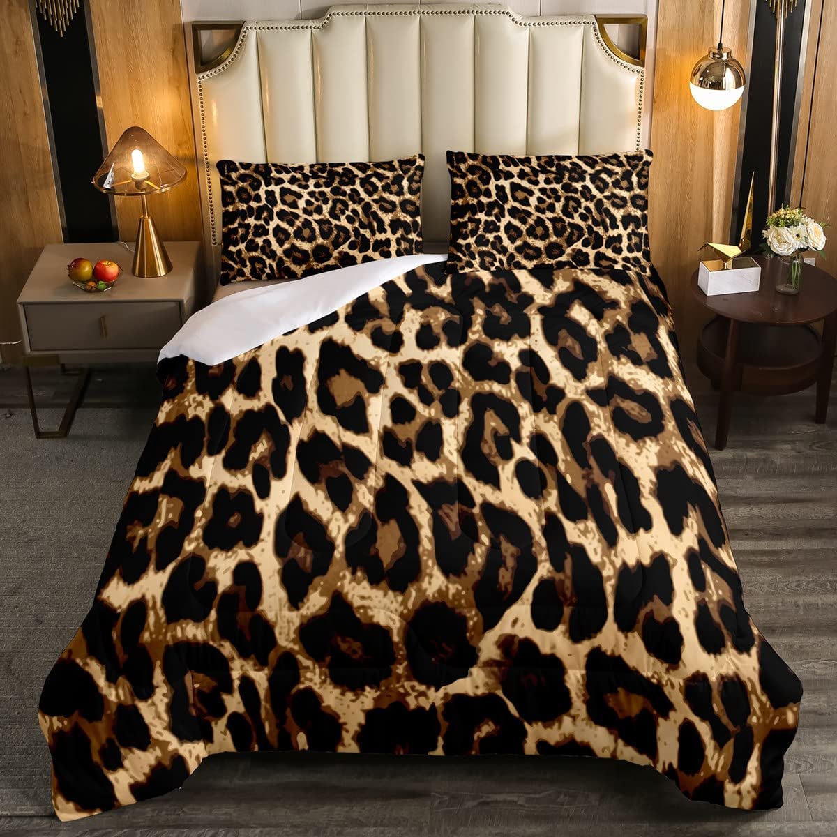 Price:$45.99 Print Comforter Set Black Brown Bedding Set Africa Pattern Duvet Set for Kids Boys Girls Children Women Bedroom Decorative Africa Wild Animal Theme Comforter Full Size 3Pcs : Home & Kitchen