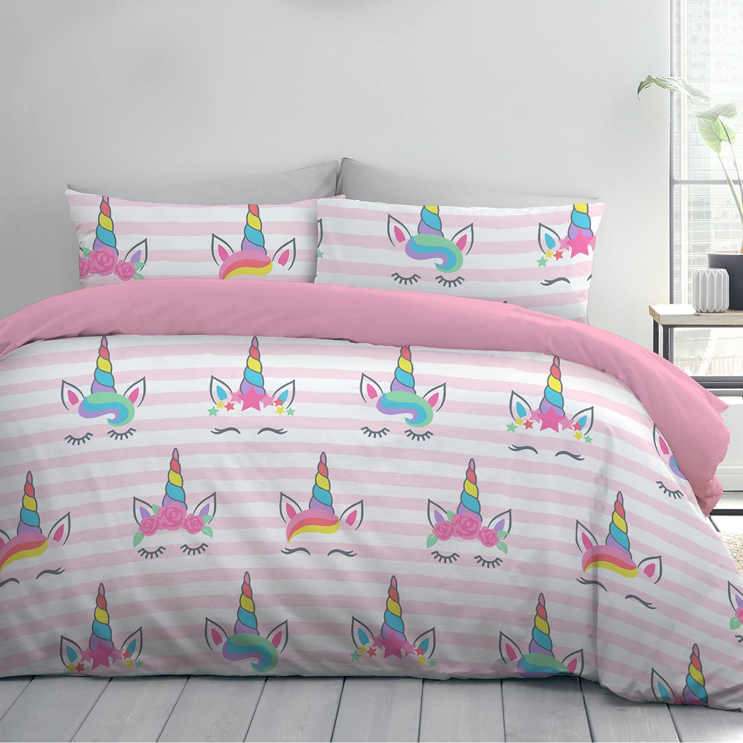 Price:$27.99 Linen Co. Kids Duvet Cover Set, 100% Cotton Bedding Set 2 Piece for Boys and Girls, Ultra Soft and Breathable Duvet Cover with Cute Cartoon Printed (Magical Unicorn, Twin) : Home & Kitchen