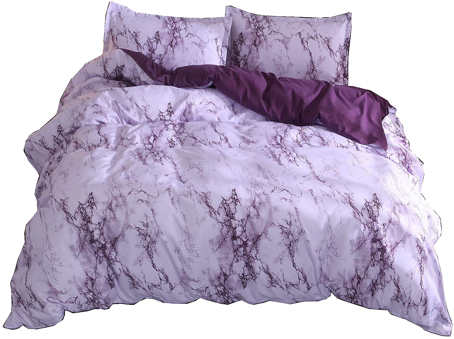 Price:$31.99 Nice Night Lightweight Microfiber Quilt Cover Bedding Duvet Cover Set No Comforter,Purple Marble - King Size : Home & Kitchen