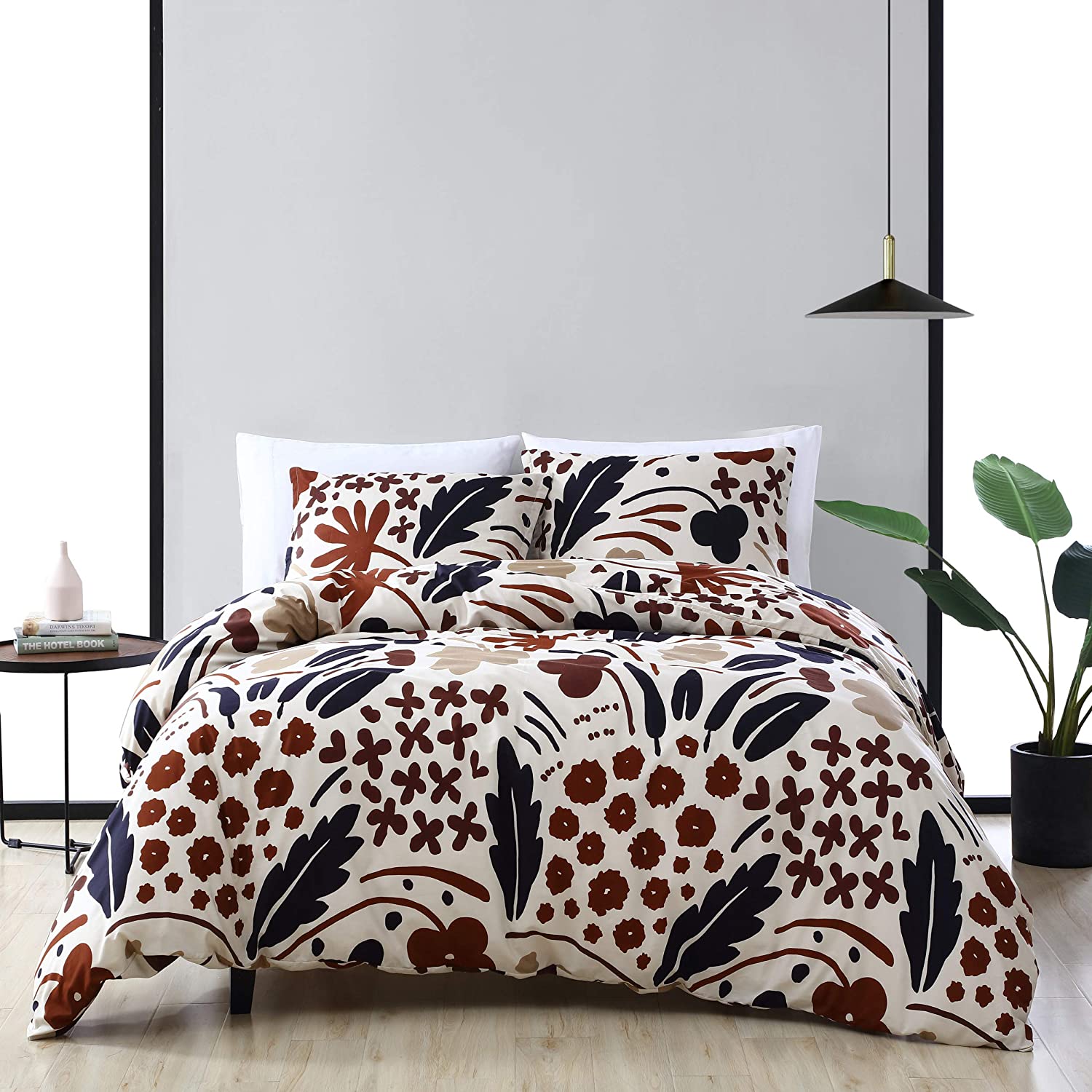 Price:$149.99 , Suvi Collection , 100% Cotton Soft and Breathable Duvet Cover, All Season 3-Piece Bedding Set, Pre-Washed for Added Softness, Queen, Brown : Home & Kitchen