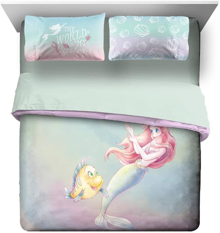 Price:$36.99 The Little Mermaid Rainbow Queen Duvet Cover & Pillowcase Set- Super Soft Kids Bedding Features Ariel - Fade Resistant Polyester Microfiber (Official Product) : Home & Kitchen