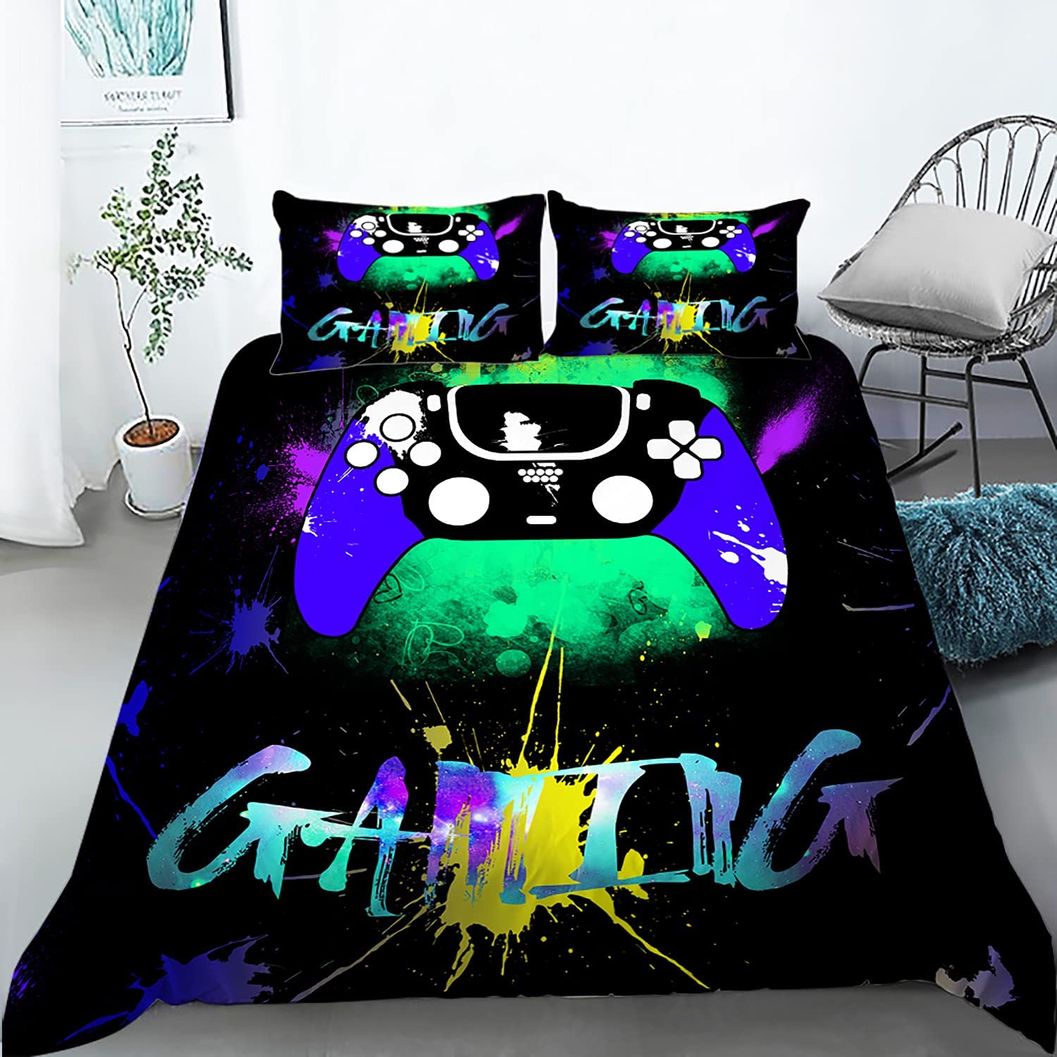 Price:$37.99 Cover Set for Boys, Gamer Bedding Set,Video Games Comforter Cover Set,Gaming Bedding Set Twin Size,Gamepad Bedding Set for Kids Boys,Game Room Decor for Teens Boys,Modern Gamer Comforter Cover : Home & Kitchen