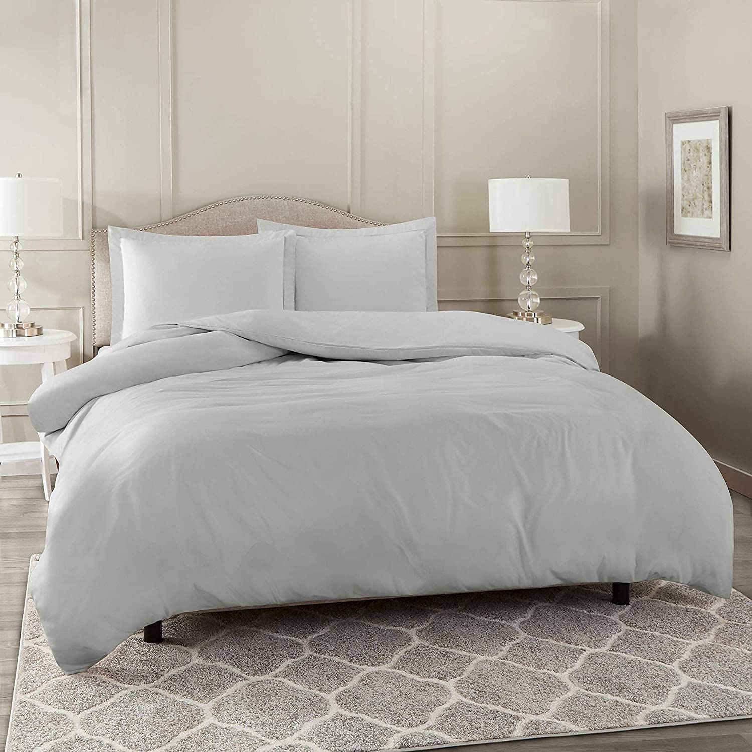 Price:$67.49 600 Thread Count Silver Grey Duvet Cover Set King/California King Size 100% Egyptian Cotton 3 Piece Comforter Cover Set Zipper Closure Soft Duvet Insert 2 Pillow Shams Hotel Bedding Set : Home & Kitchen