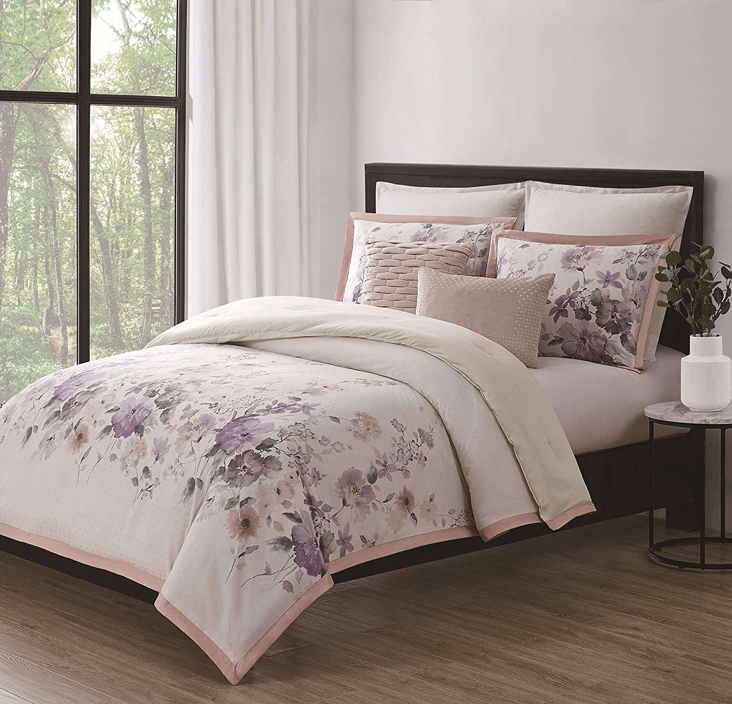 Price:$112.66 - King/California King 3 Piece Duvet Cover + Sham Set - Ellis Collection White/Purple : Everything Else