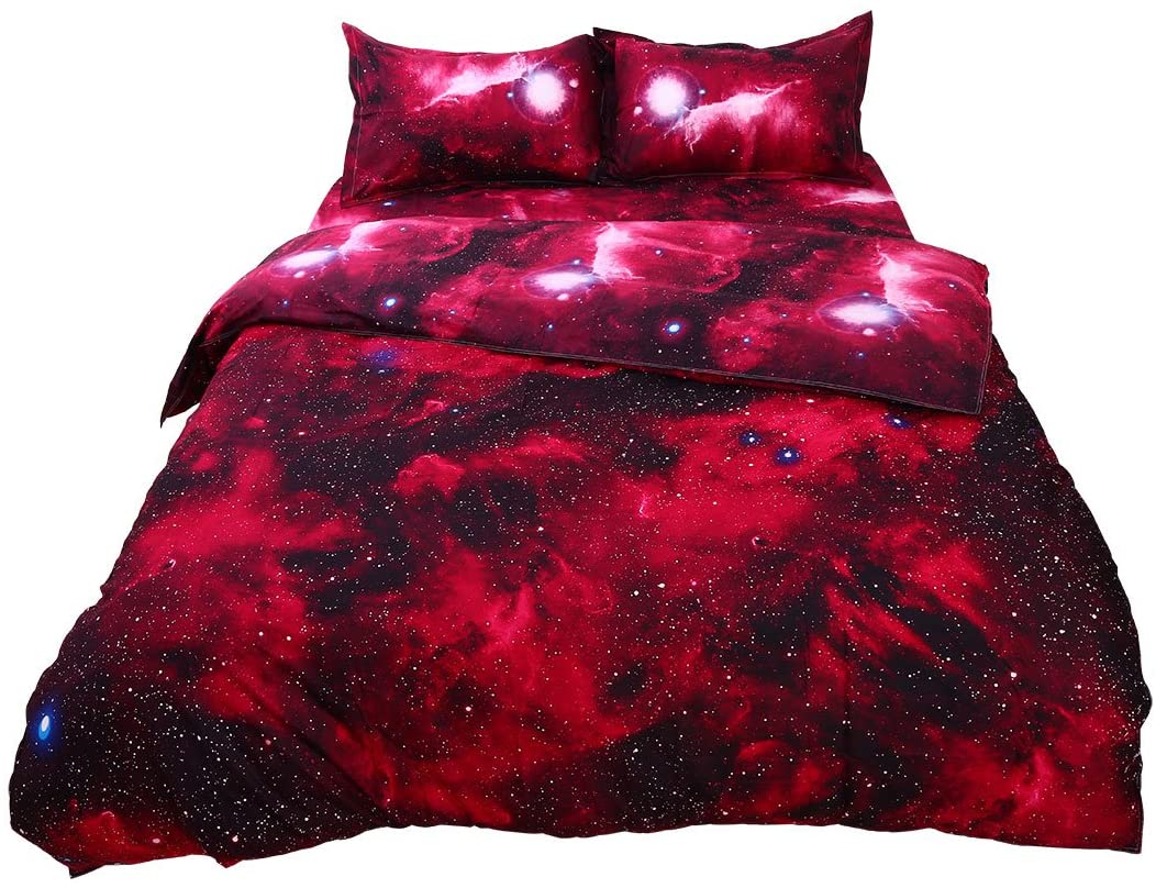Price:$42.99 4-Piece Galaxies Duvet Cover Sets - 3D Printed Space Themed - 100% Polyester - All-Season Reversible Design - Includes 1 Duvet Cover, 1 Flat Sheet, 2 Pillow Shams Red Queen : Home & Kitchen