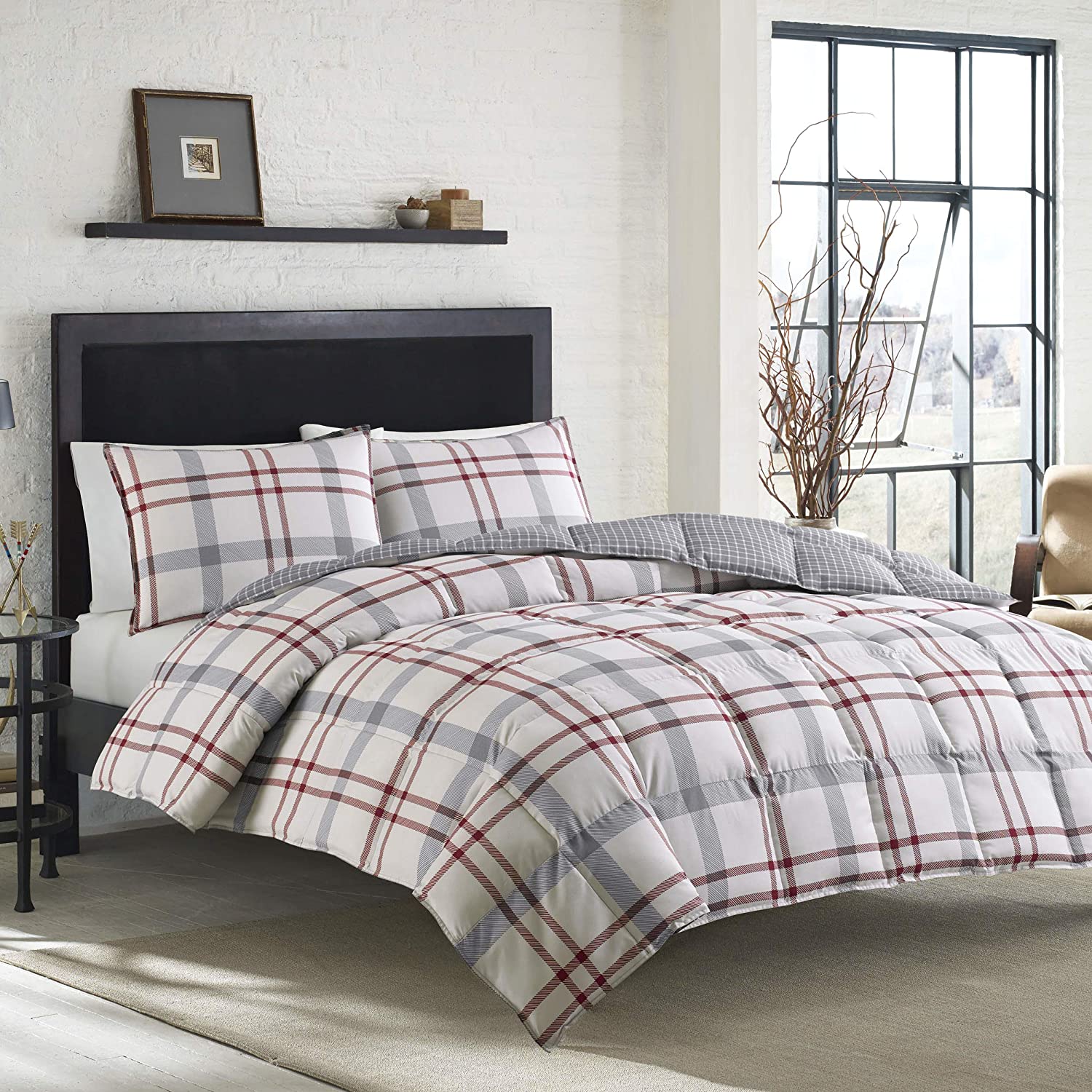 Price:$44.99 Bauer Home Portage Bay Collection 100% Cotton, Soft & Cozy Premium Quality Plaid Duvet Cover with Matching Sham, Machine Washable, Twin : Home & Kitchen