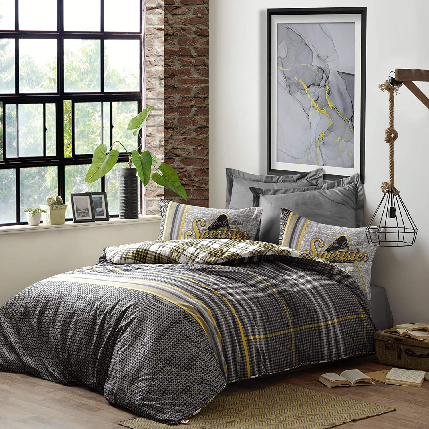 Price:$99.99 Sports in Gray Duvet Cover Set, Full Size Duvet Cover, 1 Duvet Cover, 1 Fitted Sheet and 2 Pillowcases, Iron Safe, Hypoallergenic, Breathable Bedding Set, Machine Washable : Home & Kitchen