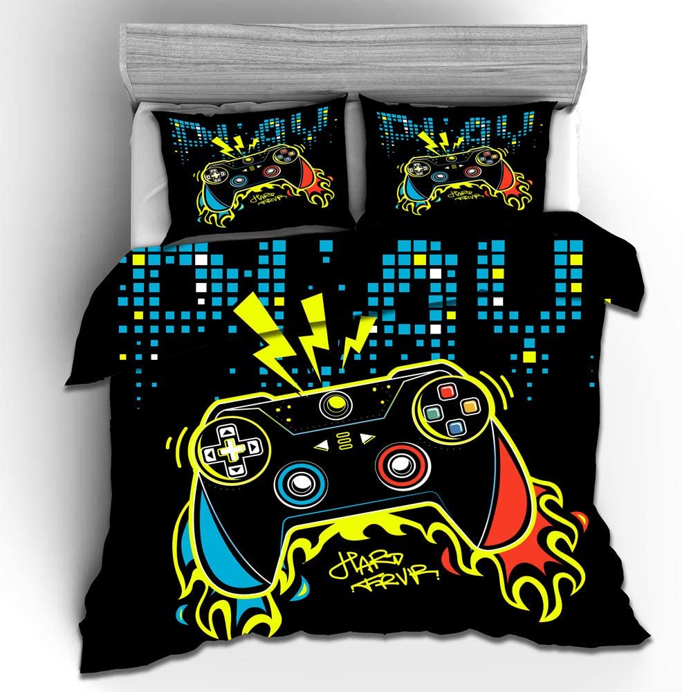 Price:$29.99 Colorful Gamepad Duvet Cover Set Video Game Controller Action Buttons Bedding for Boys Kids Teens 1 Duvet Cover + 2 Pillow Shams Queen Size : Home & Kitchen