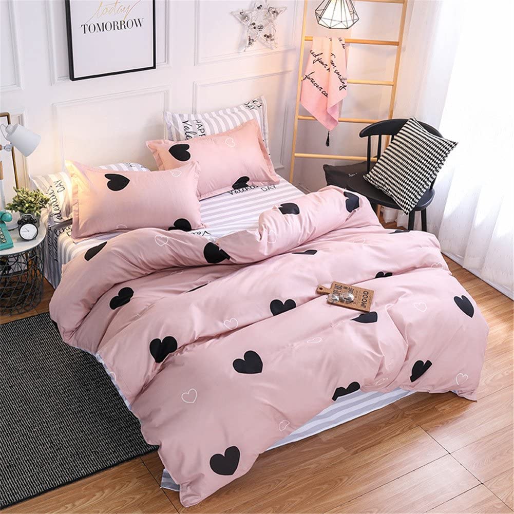 Price:$39.66 Queen Duvet Cover Sets Heart Bedding Set-1 Duvet Cover 2 Pillow Sham 1 Flat Sheet Microfiber Cotton Zipper Closure Printed Bedding Sets for Boys Girls ( Without Comforter) : Everything Else