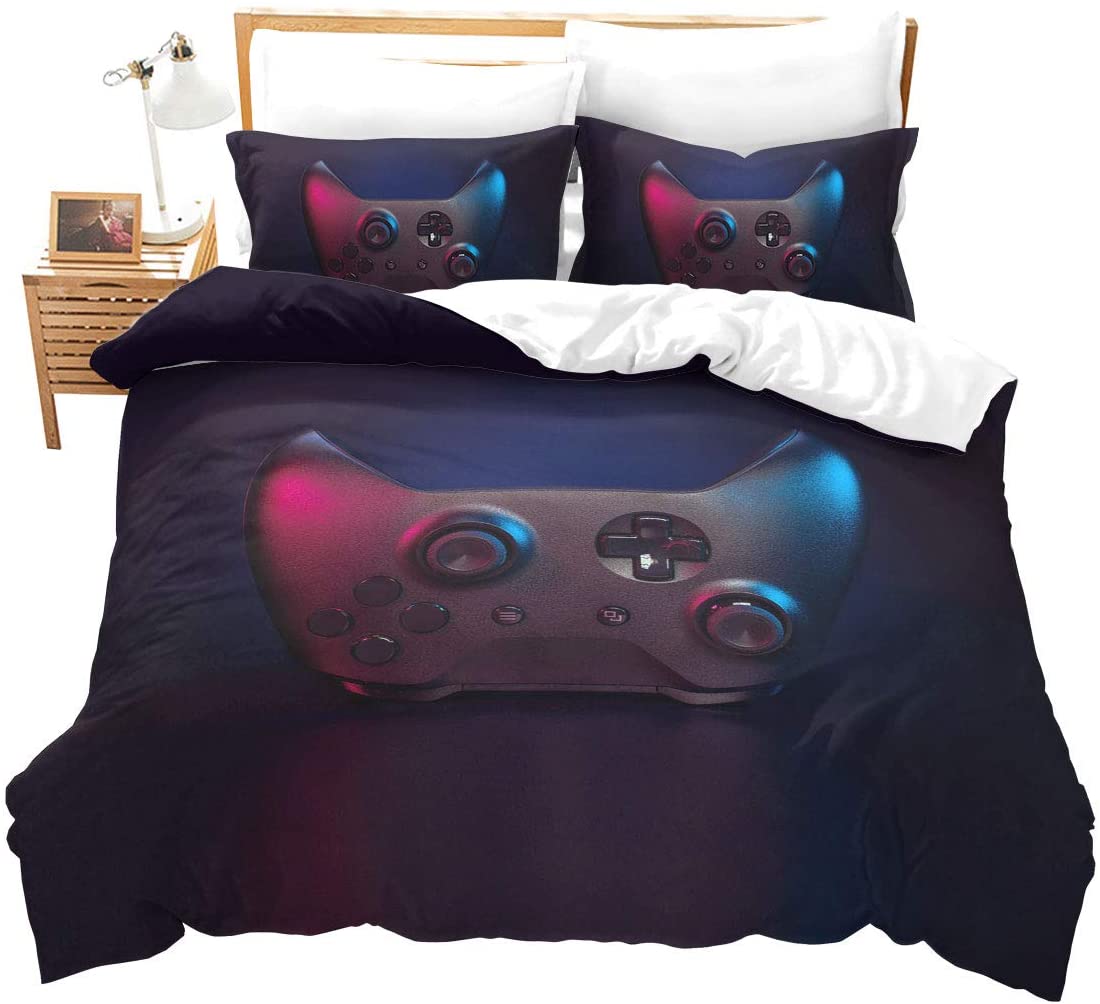 Price:$31.20 Game Girls Boys Bedding Set Modern Console Game Kids Teen Duvet Cover Video Games Theme Simple Soft Comforter Cover Set Decorative 2 Piece Bedding Set with 1 Pillow Sham, Twin Size, Black : Home & Kitchen