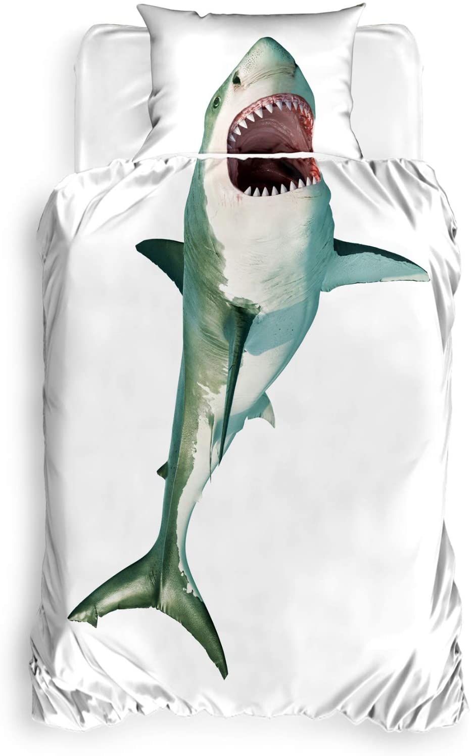 Price:$79.90 Printed 100% Cotton Shark Bedding Set, Twin Size Quilt/Duvet Cover Set, Kids Bedding Room Decor, Duvet Cover, Flat Sheet with Matching Pillowcase : Home & Kitchen