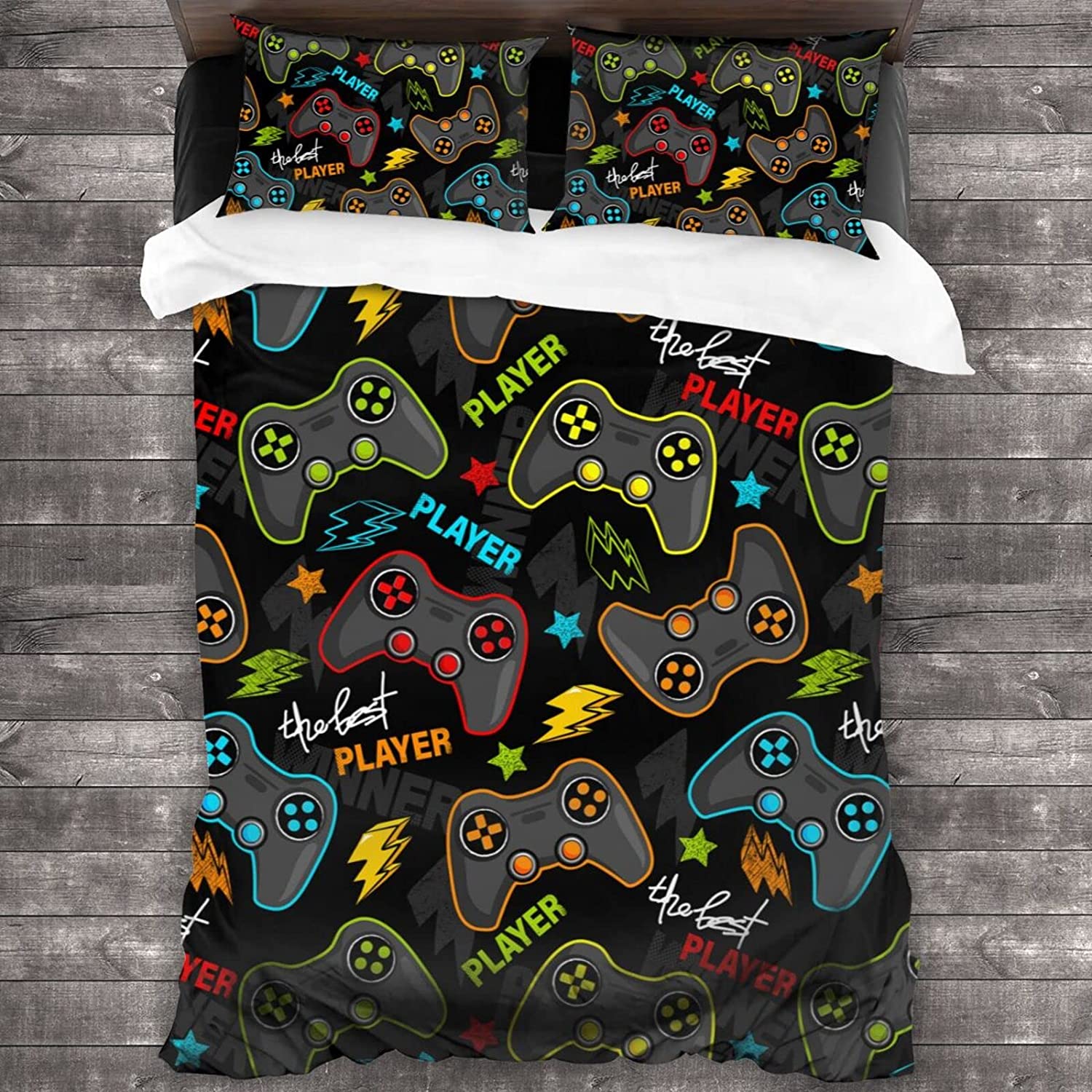 Price:$44.99 Duvet Cover Set Queen Size, 3 Pieces Gamer Bedding Set with 1 Douvet Cover 2 Pillowcases for All Season, Comforter Cover for Boys Teen Adult : Home & Kitchen