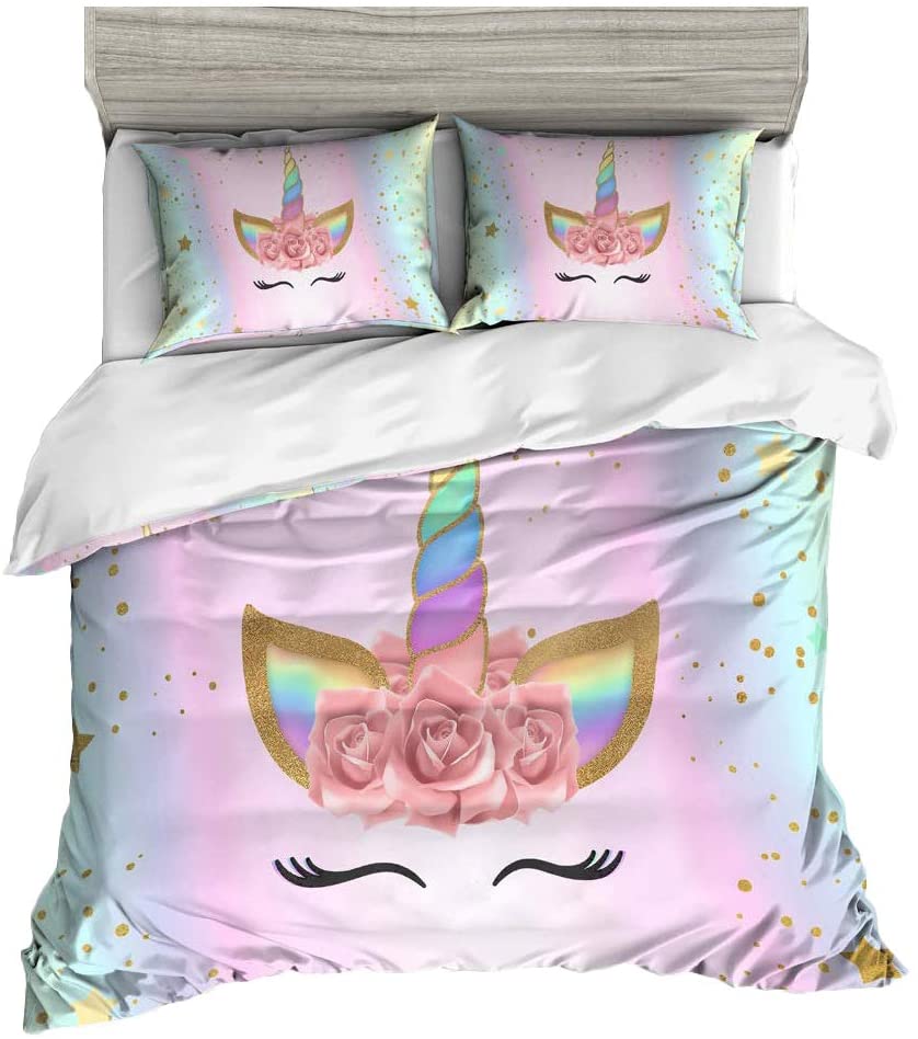 Price:$46.99 A & S Girls Unicorn Duvet Cover Set Pink Bedding Duvet Cover Set Full Girls Printed Modern Lightweight Kids Bedding Set for Girls : Home & Kitchen