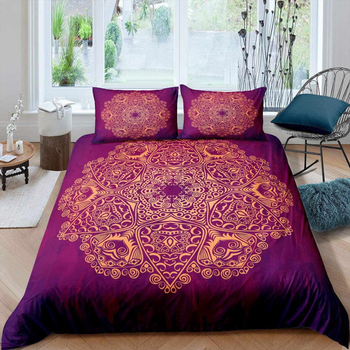 Price:$19.99 Goldern Mandala Duvet Cover King Size Boho Exotic Retro Style Bedding Set with Zipper Ties Soft Microfiber Tie Dye Comforter Cover Set for Adult Women Girls Bohemian Vintage Duvet Cover : Home & Kitchen