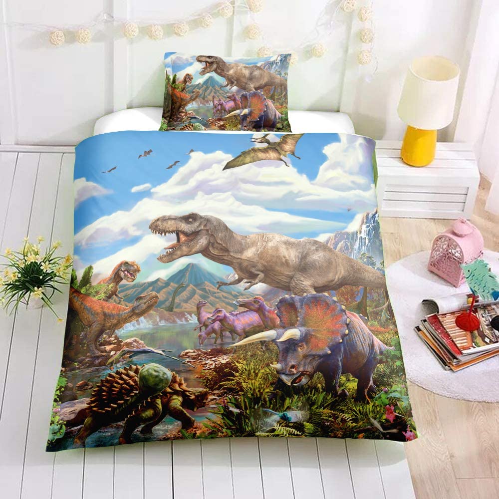 Price:$37.99 A & S Jurassic Park Bedding Set for Boys 3D Dinosaur Duvet Cover with 1 Pillow Sham Kids Bedding Twin Size with Zipper Closure Corner Ties Super Soft No Comforter Home Decor : Home & Kitchen