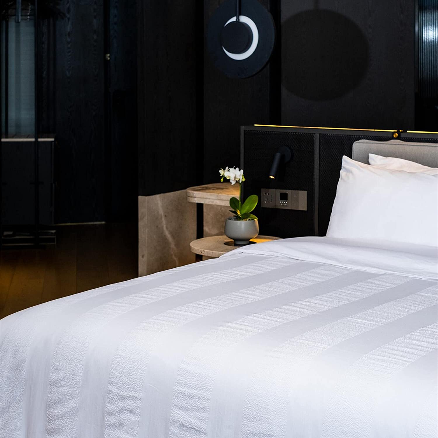 Price:$68.99 Duvet Covers Queen Size White Striped Duvet Sets Egyptian Cotton Percale Cotton 200TC Seersucker Duvet Cover Set 3PCS-Queen : Home & Kitchen