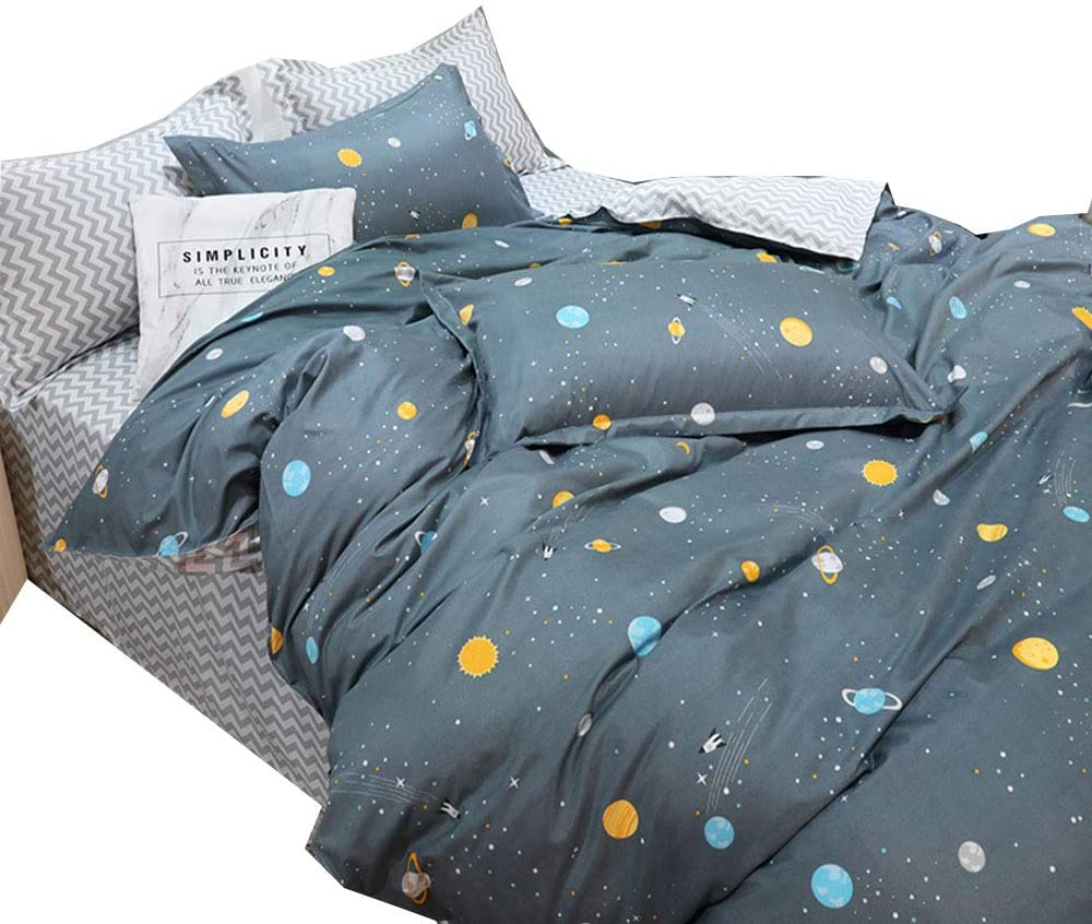Price:$35.88 Kids Planet Duvet Cover Set Full Size, Polka Dots Premium Brushed Cotton Bed Sheets for Kids Bed, Universe Pattern 3 Piece Sheet Set with 1 Comforter Cover 2 Pillowcases for Bed Frame : Everything Else