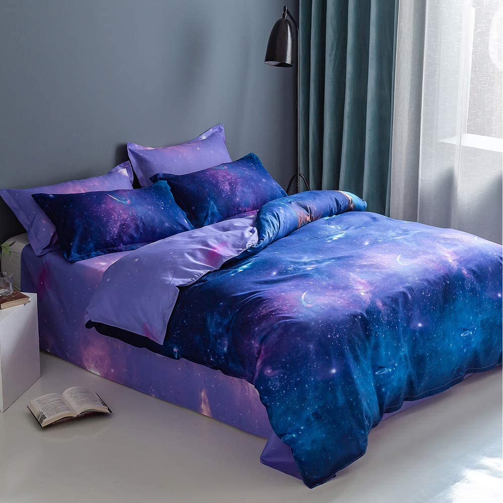 Price:$32.99 Series Comforter Cover for Teens Boys Purple Starry Sky Bedding Set Outer Space Nebula Planets Soft Reversible Duvet Cover Universe Outer Space Theme Bedroom Decor Bedding Collection, Queen : Home & Kitchen