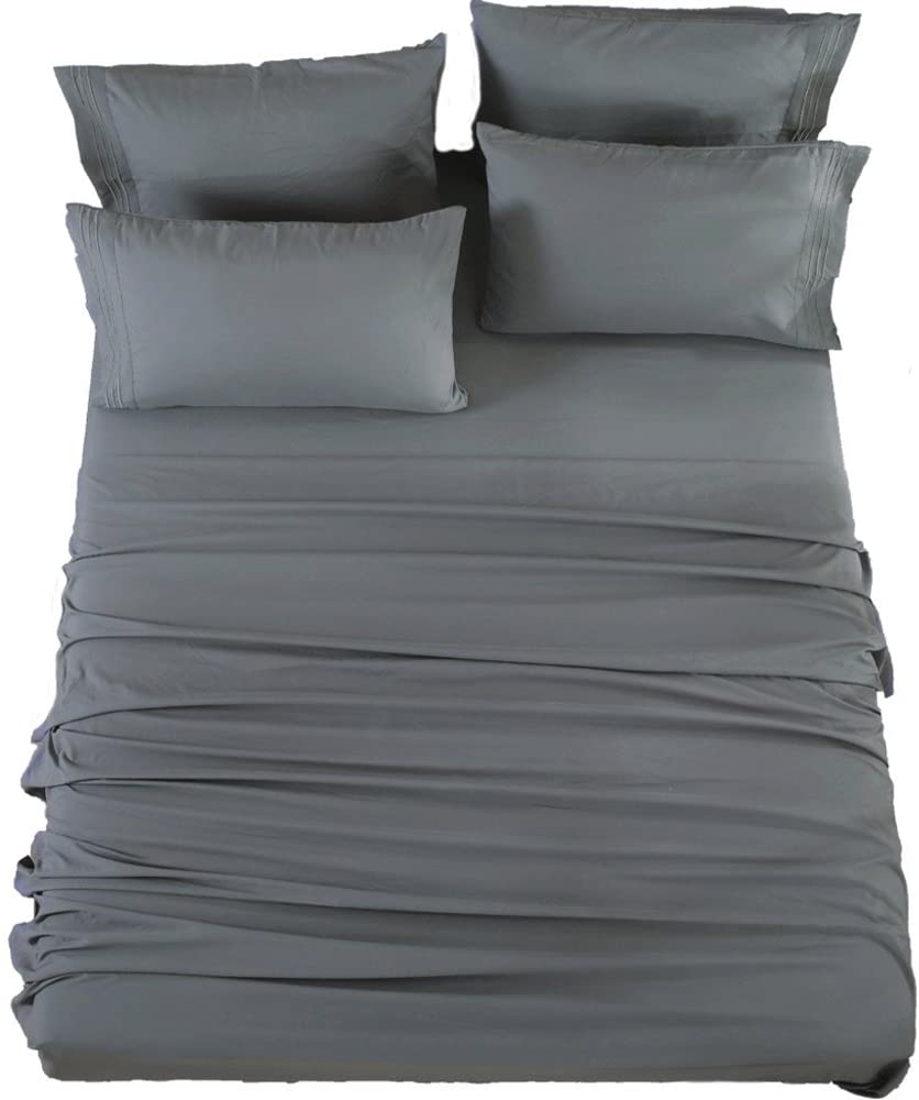 Price:$45.90 KATE Bed Sheets Set Sheets Microfiber Super Soft 1800 Thread Count Luxury Egyptian Sheets 16-Inch Deep Pocket Wrinkle - 6 Piece (California King, Dark Grey) : Home & Kitchen