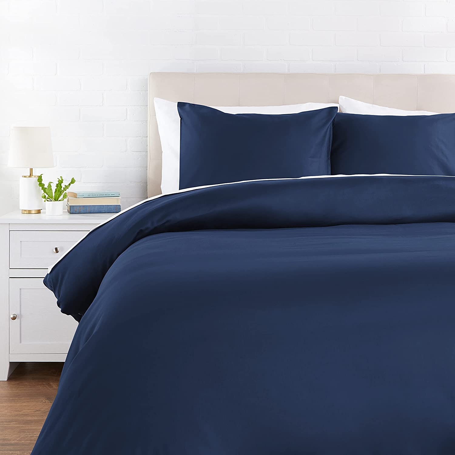 Price:$49.99 Basics Cotton and Rayon Derived from Bamboo Duvet Cover Set - King/Cal King, Dark Blue : Home & Kitchen