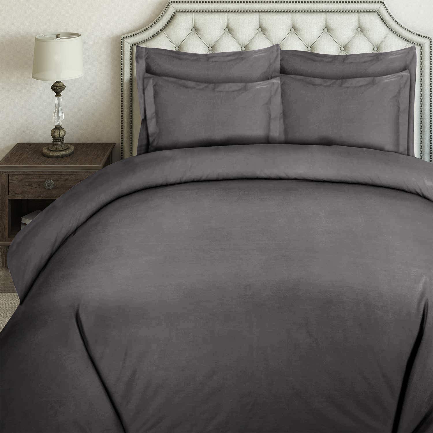 Price:$105.00 Linen & Bedding 100% Egyptian Cotton 800-Thread Count 3 Piece King/California King Duvet Cover Set Zipper & Corner Ties Ultra Soft Breathable Pattern Solid Black : Home & Kitchen