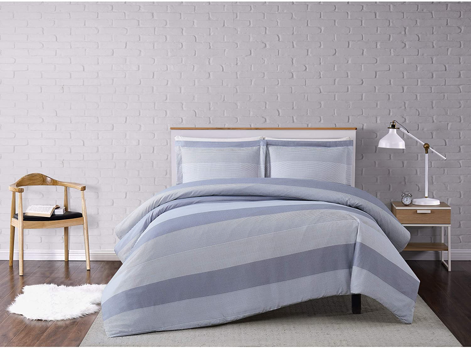 Price:$26.90 Soft Everyday Soft Multi Stripe Duvet Set, King, Grey,DCS3225KC-1800,3 : Home & Kitchen