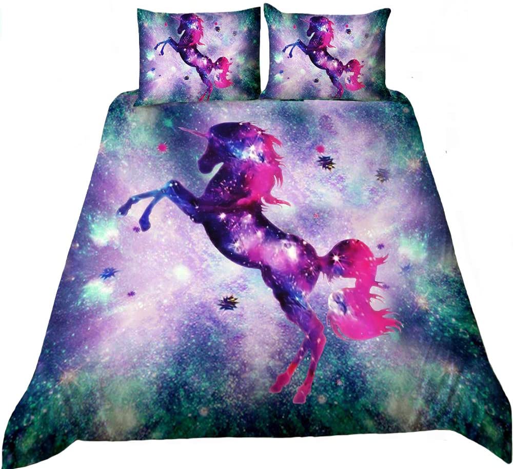 Price:$56.99 Bedding Duvet Cover Sets,Cosmic Unicorn Fantasy Stars Galaxy Home Bedding Set.Included: Duvet Cover,Pillowcase(no Comforter Inside) (Queen) : Home & Kitchen
