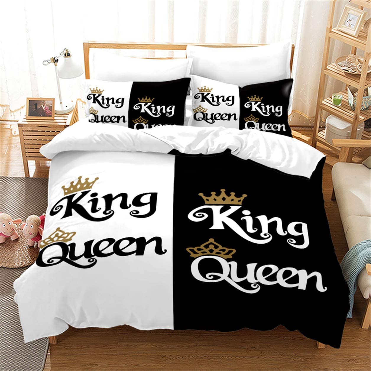 Price:$54.99 and White Duvet Cover Set King and Queen Bedding Set for Couple 3 Piece Romantic Valentine's Day Presents Queen Size 1 Duvet Cover 2 Pillow Cases : Home & Kitchen