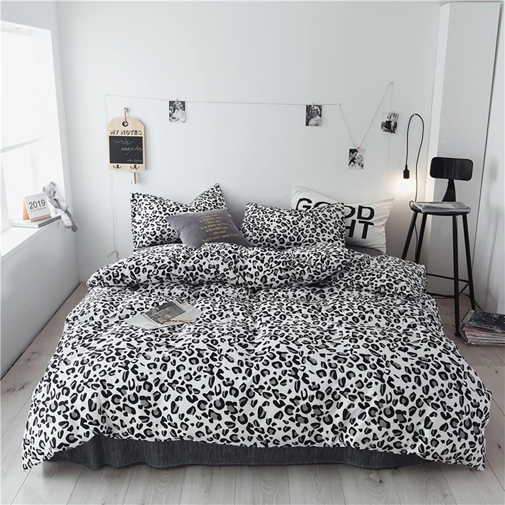 Price:$53.10 Leopard Duvet Cover Set Queen 100% Cotton Black Grey Cheetah Print on White Bedding 1 Safari Comforter Cover Full with Zipper Ties 2 Pillowcases for Kids Teens Boys Girls Women : Home & Kitchen