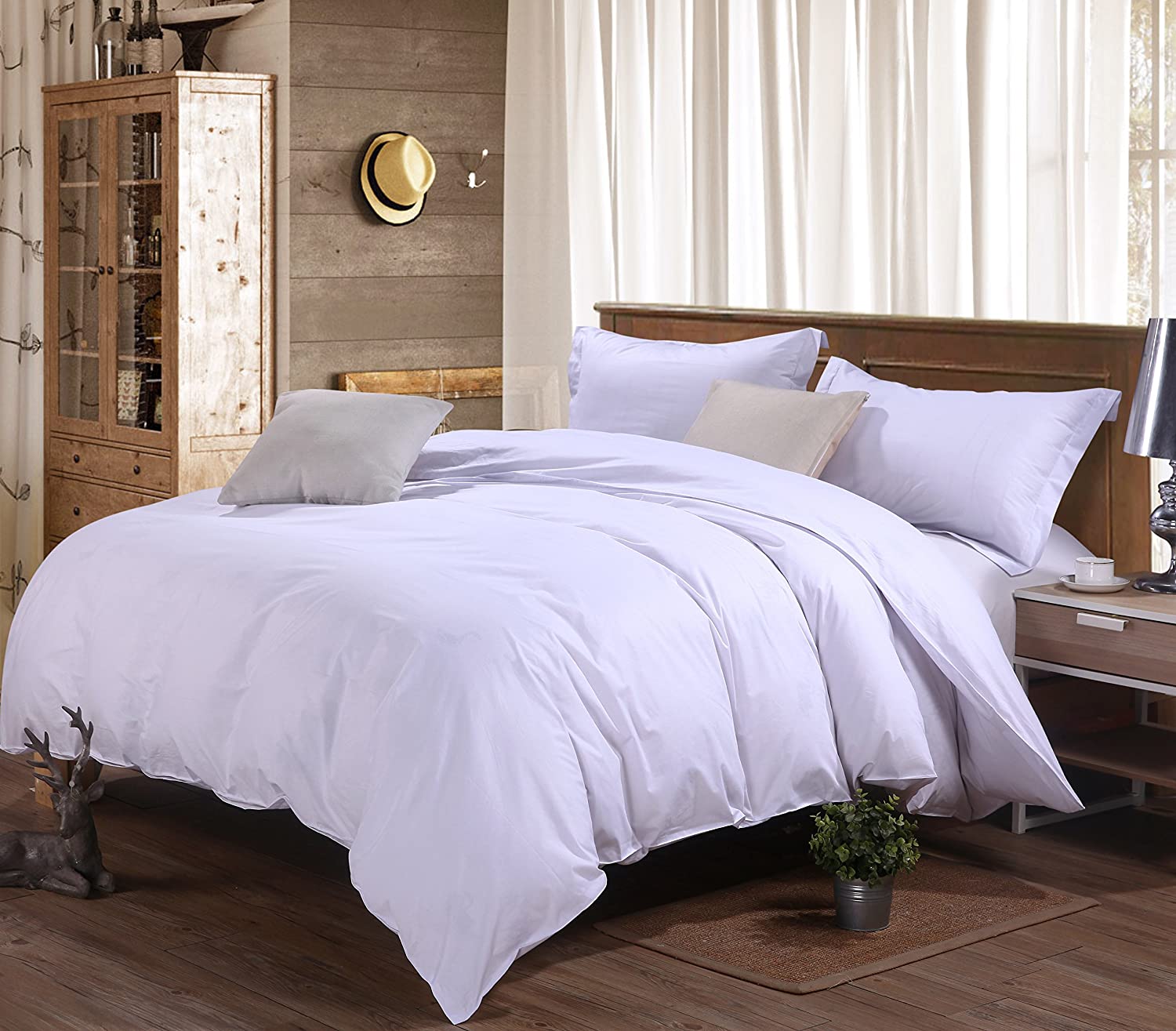 Price:$15.00 Dandelion Luxury Duvet Cover Bedding Set - Hotel Quality, Comfortable, Breathable and Soft- 3 Piece, Queen, White : Home & Kitchen