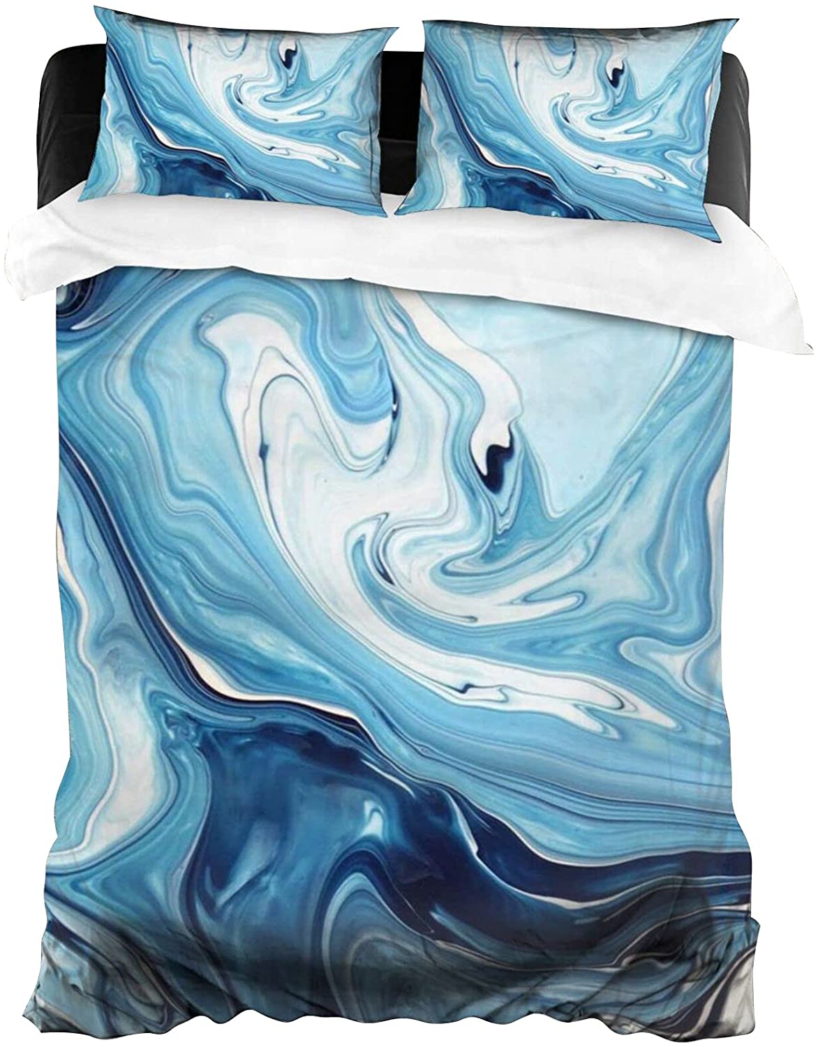 Price:$36.99 Liquid Marble Super Soft Duvet Cover Set Comforter Bed Set with Zipper Closure, Machine Washable(Includes 1 Duvet Cover, 2 Pillowcases) : Home & Kitchen