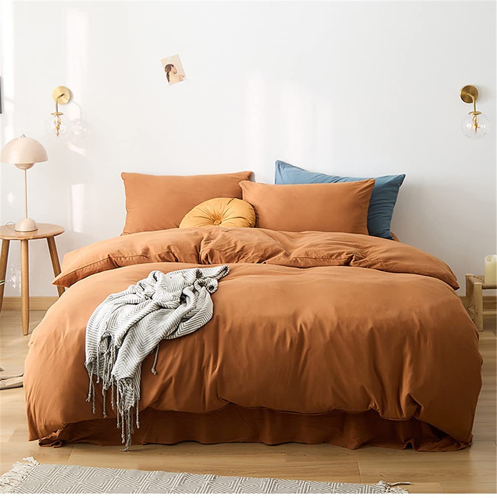 Price:$31.99 Brunt Orange Duvet Cover Queen Full Bedding Duvet Cover Set Gift Soft Bedding Set Reversible Solid Dust Comforter Cover with 2 Pillowcases Zipper Ties, Full Queen, No Comforter : Home & Kitchen