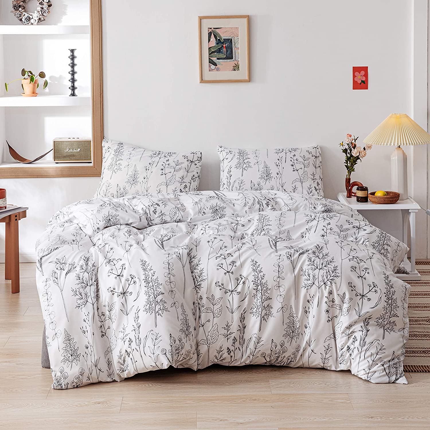 Price:$29.99 Pieces White King Duvet Cover, Microfiber Soft Plant Floral Duvet Cover King Size Home Bedding Set with Zipper Closure & 2 Pillow Cases : Home & Kitchen