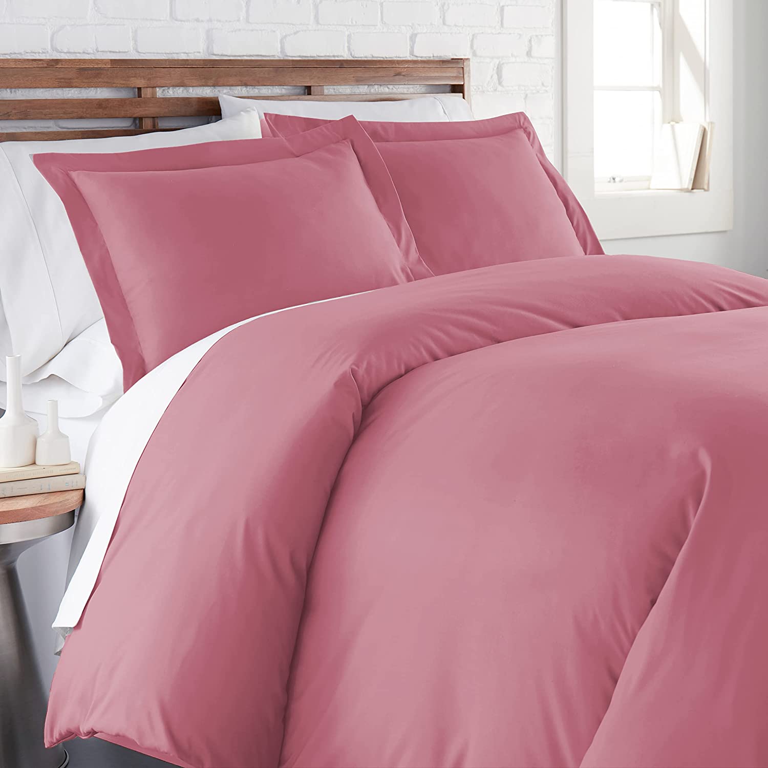 Price:$25.99 Quality, Soft, Wrinkle, Fade, & Stain Resistant, Easy Care, Oversized Duvet Cover Set, Full / Queen, Rose : Home & Kitchen