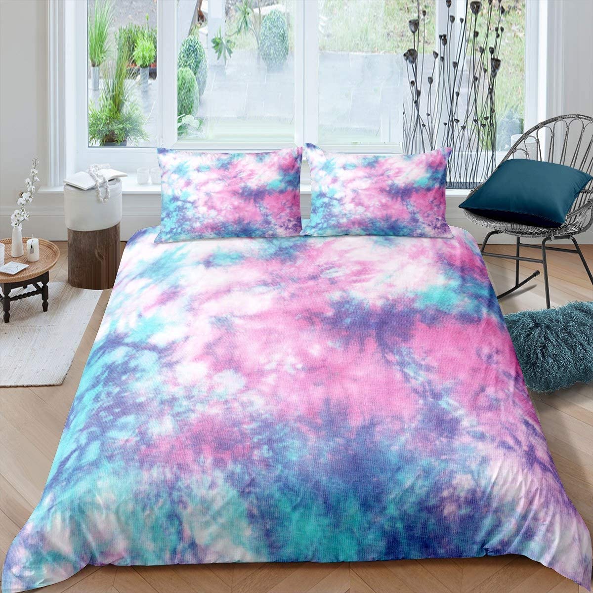 Price:$37.80 Tie Dye Duvet Cover Boho Hippie Tie Dye Bedding Set for Kids Women Bohemian Gypsy Decor Comforter Cover Chic Purple Blue Bedspread Cover 3Pcs Zipper Full Size : Home & Kitchen
