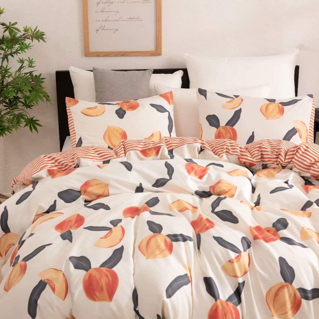 Price:$29.99 Bedding Cute Queen Duvet Cover Set Soft Striped Duvet Cover with 1 Duvet Cover and 2 Pillowcases（Queen） : Home & Kitchen